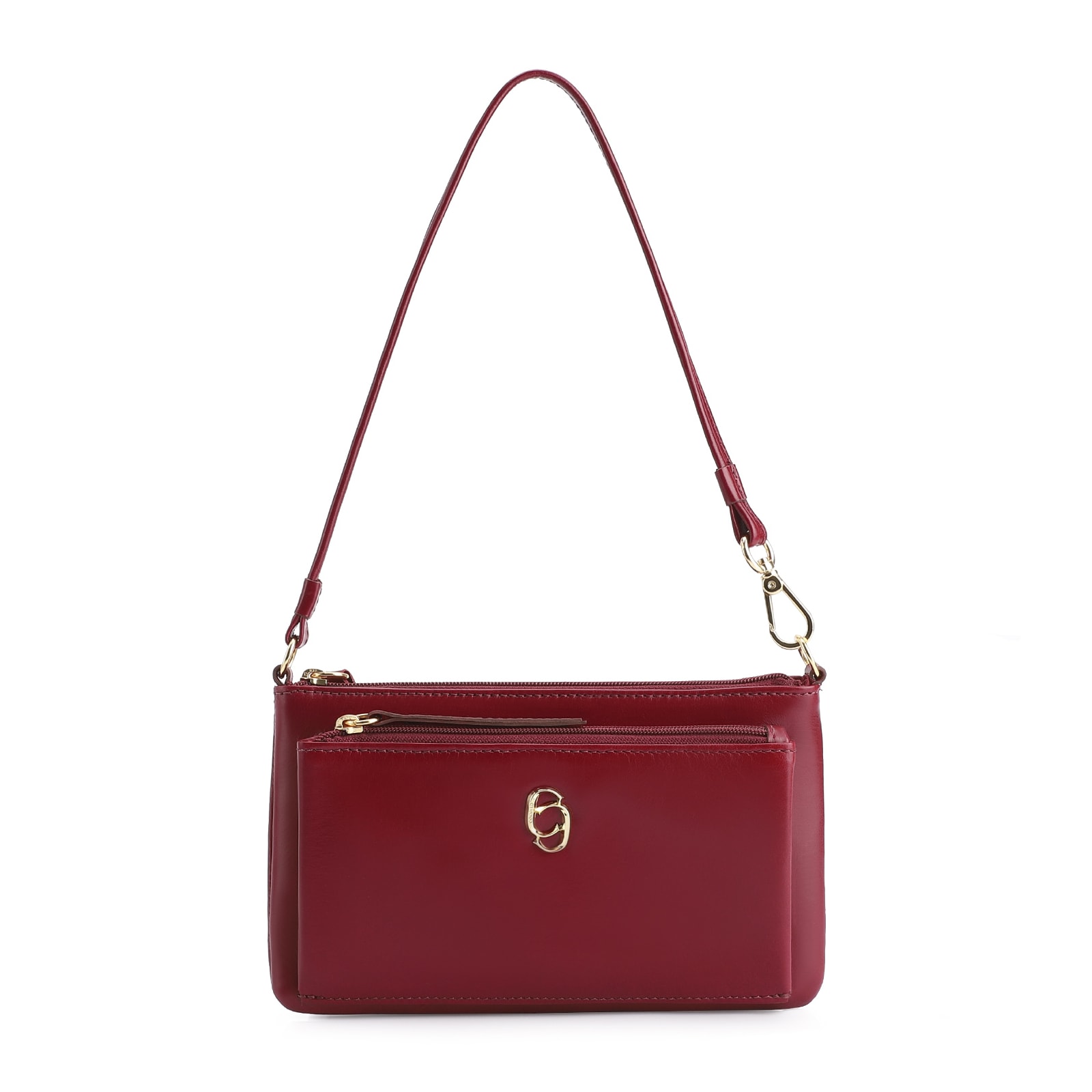 Bolsa De Ombro Couro Vermelho Cereja