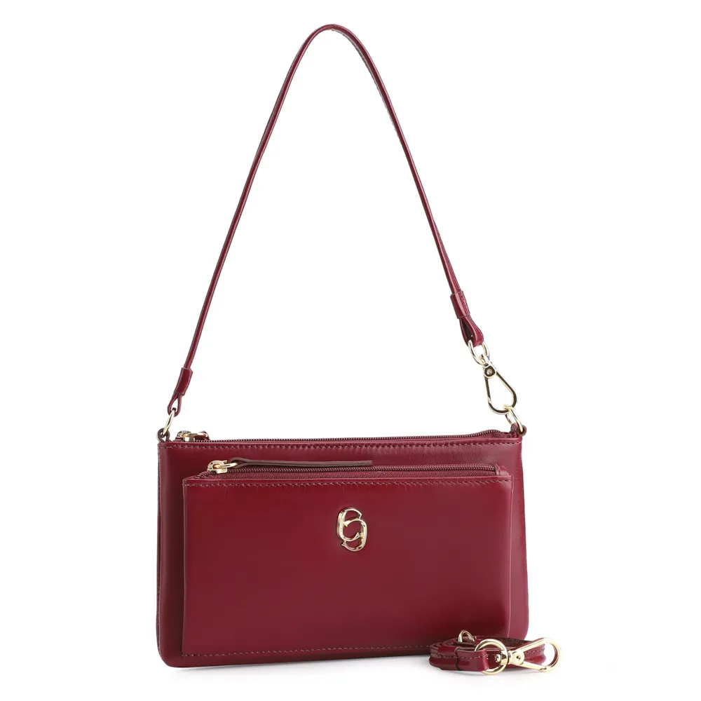 Bolsa De Ombro Couro Vermelho Cereja - imagem 2