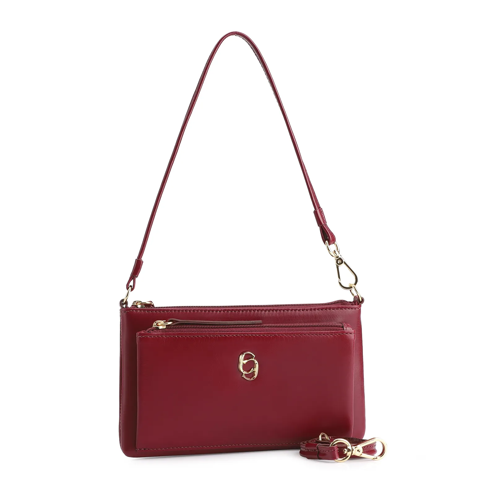 Bolsa De Ombro Couro Vermelho Cereja