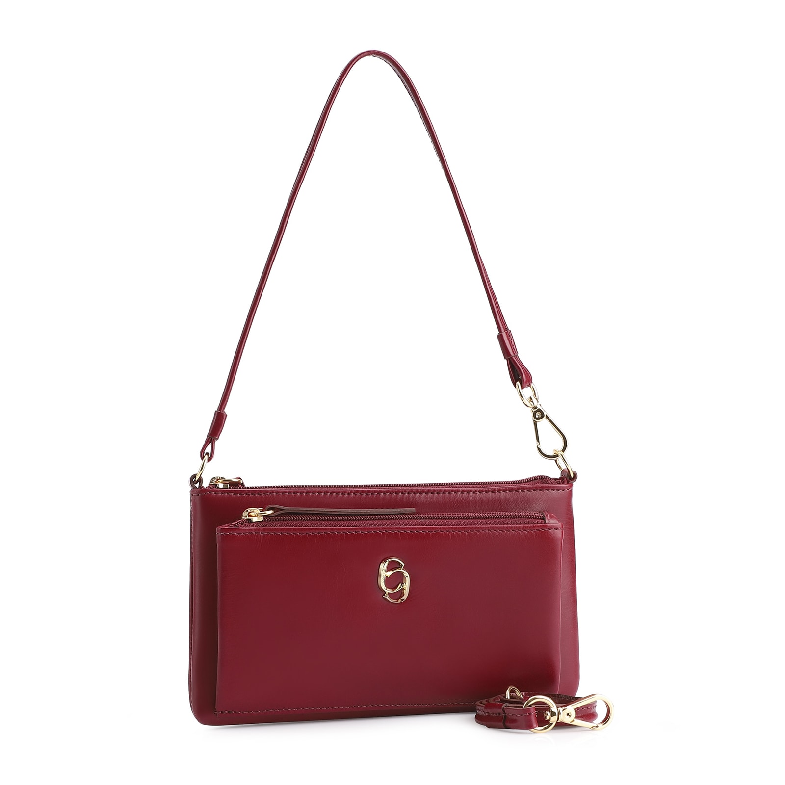 Bolsa De Ombro Couro Vermelho Cereja