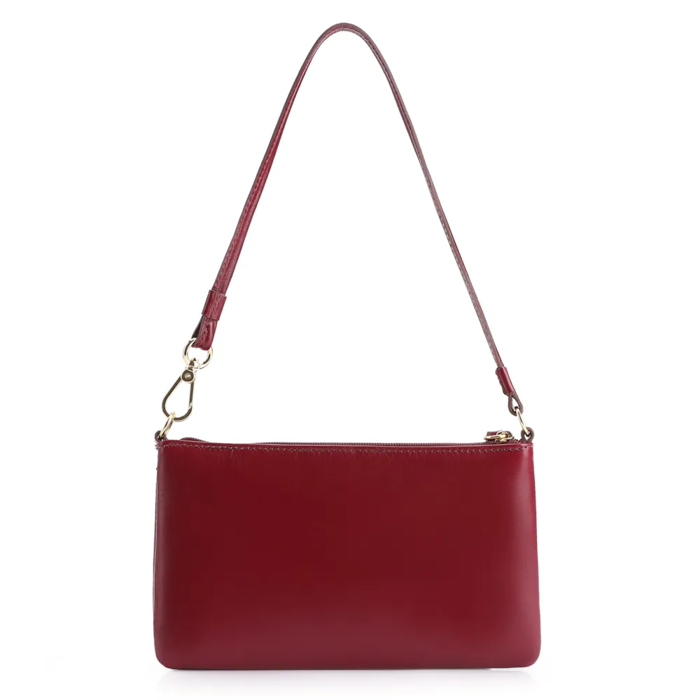 Bolsa De Ombro Couro Vermelho Cereja - imagem 3