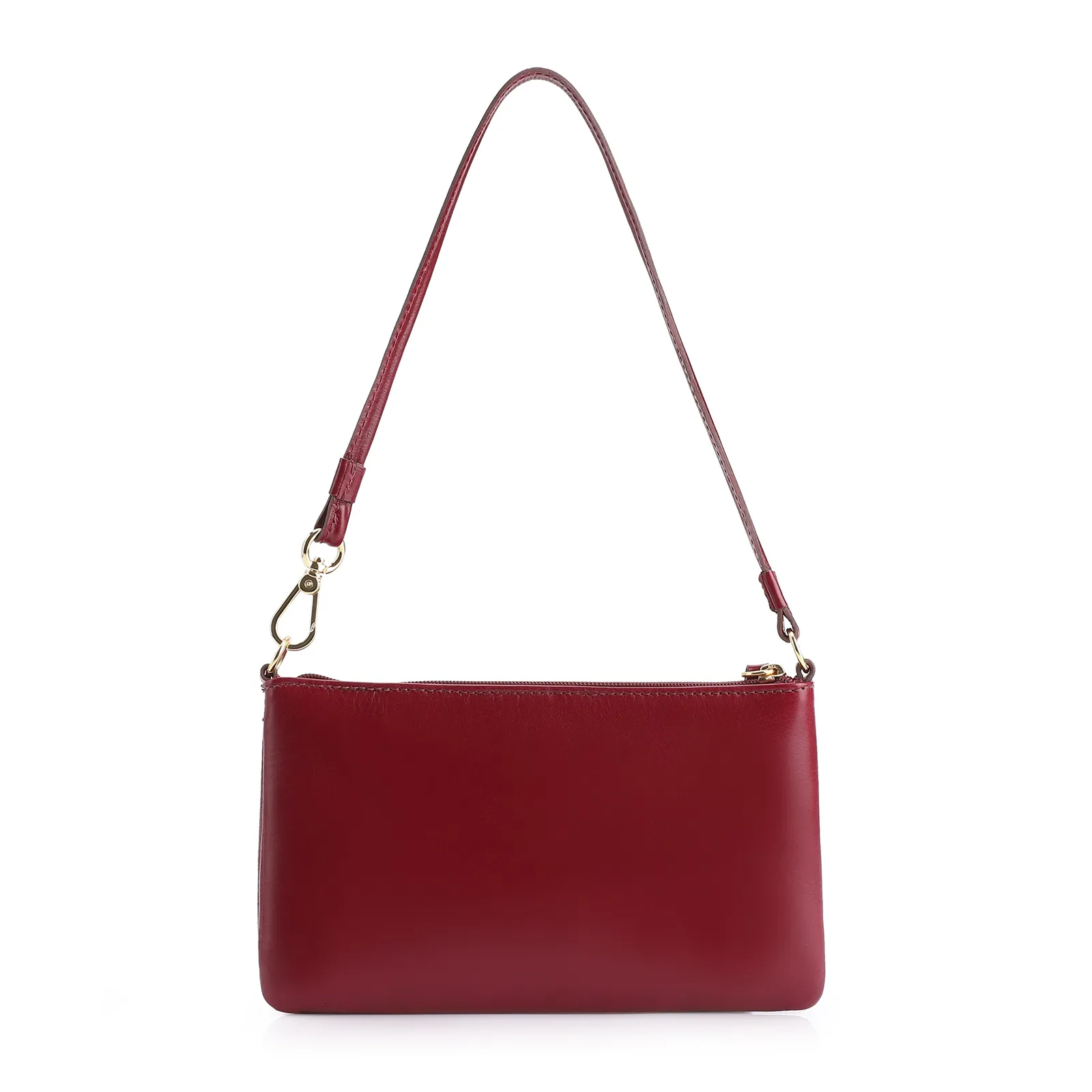 Bolsa De Ombro Couro Vermelho Cereja