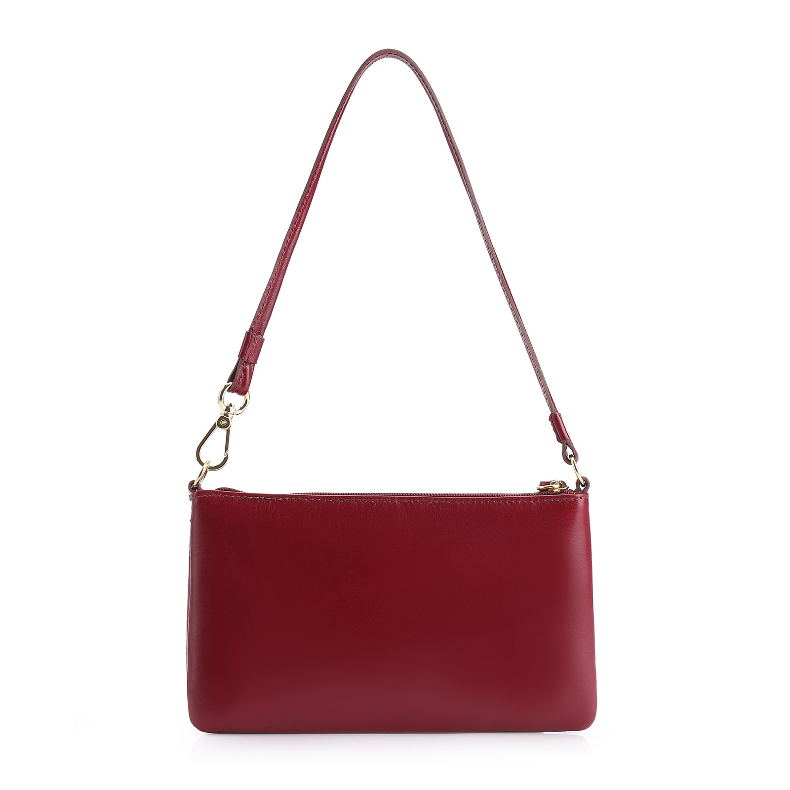 Bolsa De Ombro Couro Vermelho Cereja