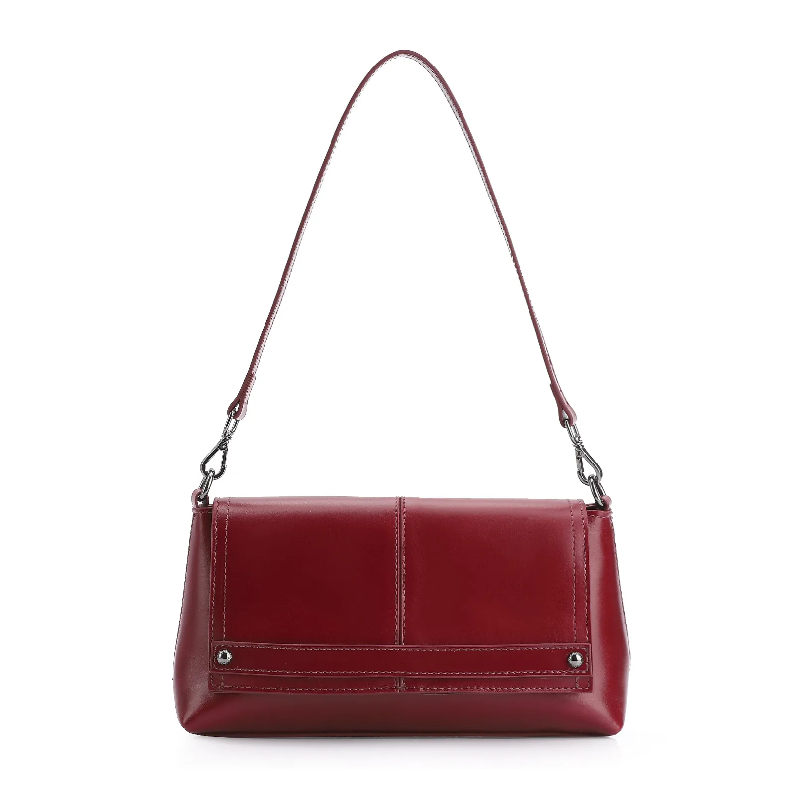 Bolsa De Ombro Couro Vermelho Cereja/Verniz Vermelho Cereja