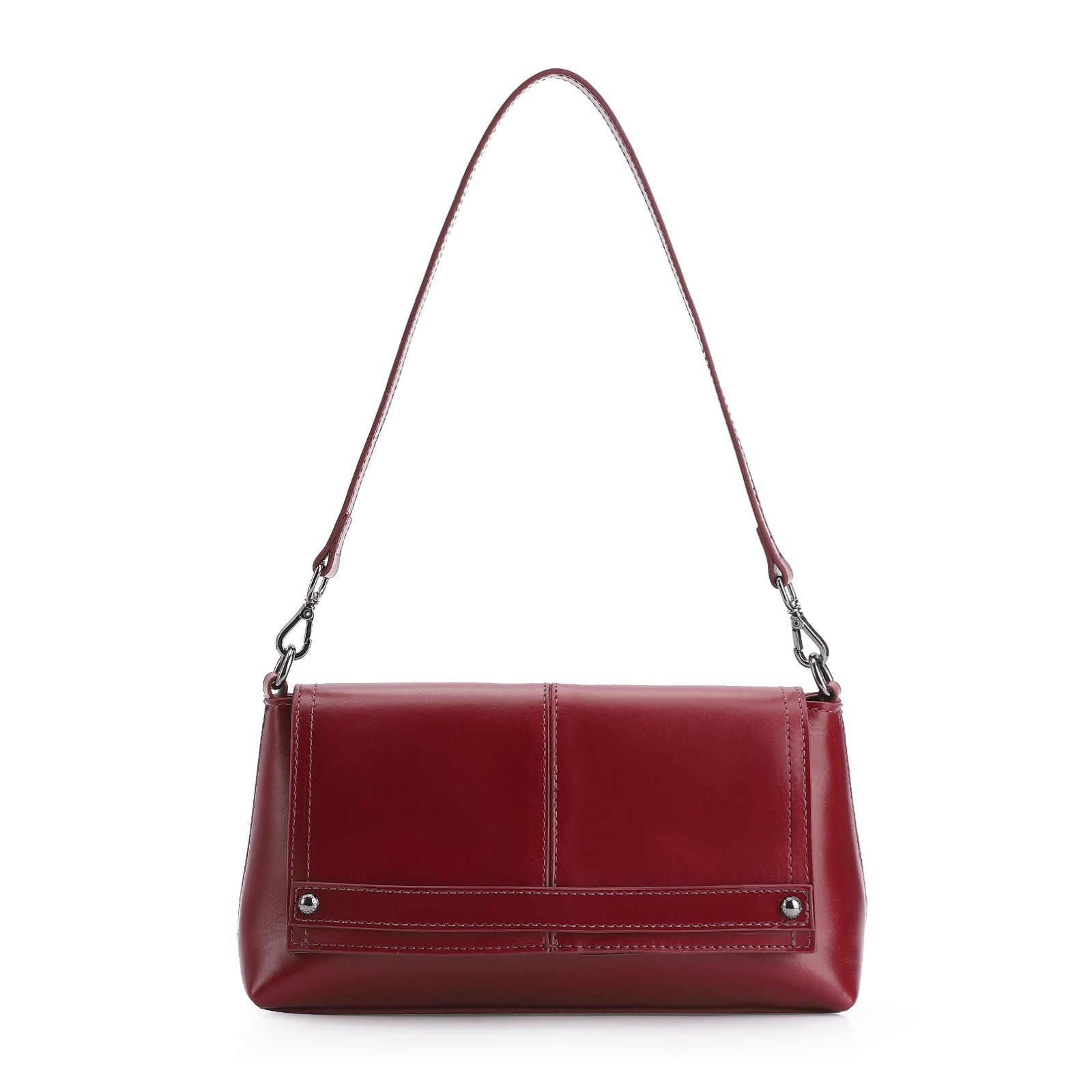 Bolsa De Ombro Couro Vermelho Cereja/Verniz Vermelho Cereja
