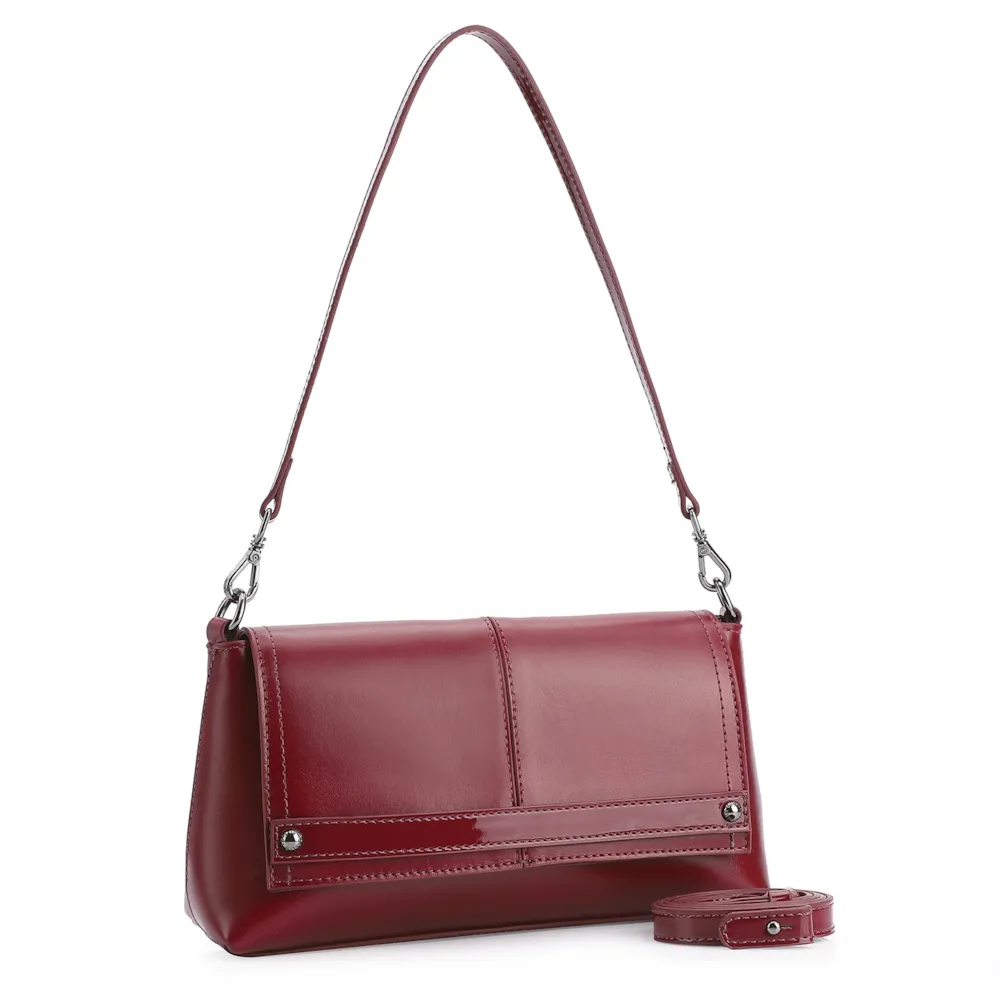 Bolsa De Ombro Couro Vermelho Cereja/Verniz Vermelho Cereja - imagem 3