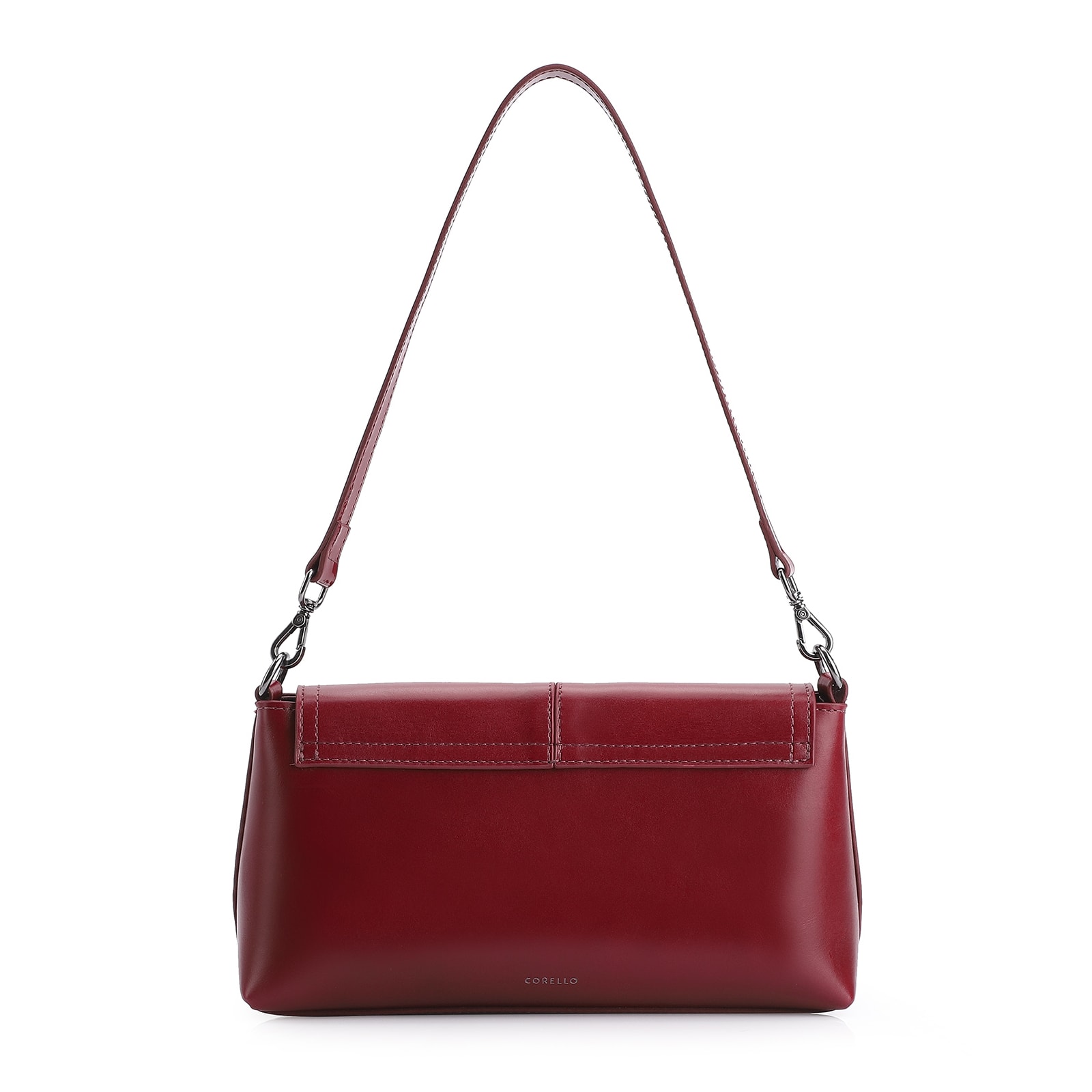 Bolsa De Ombro Couro Vermelho Cereja/Verniz Vermelho Cereja