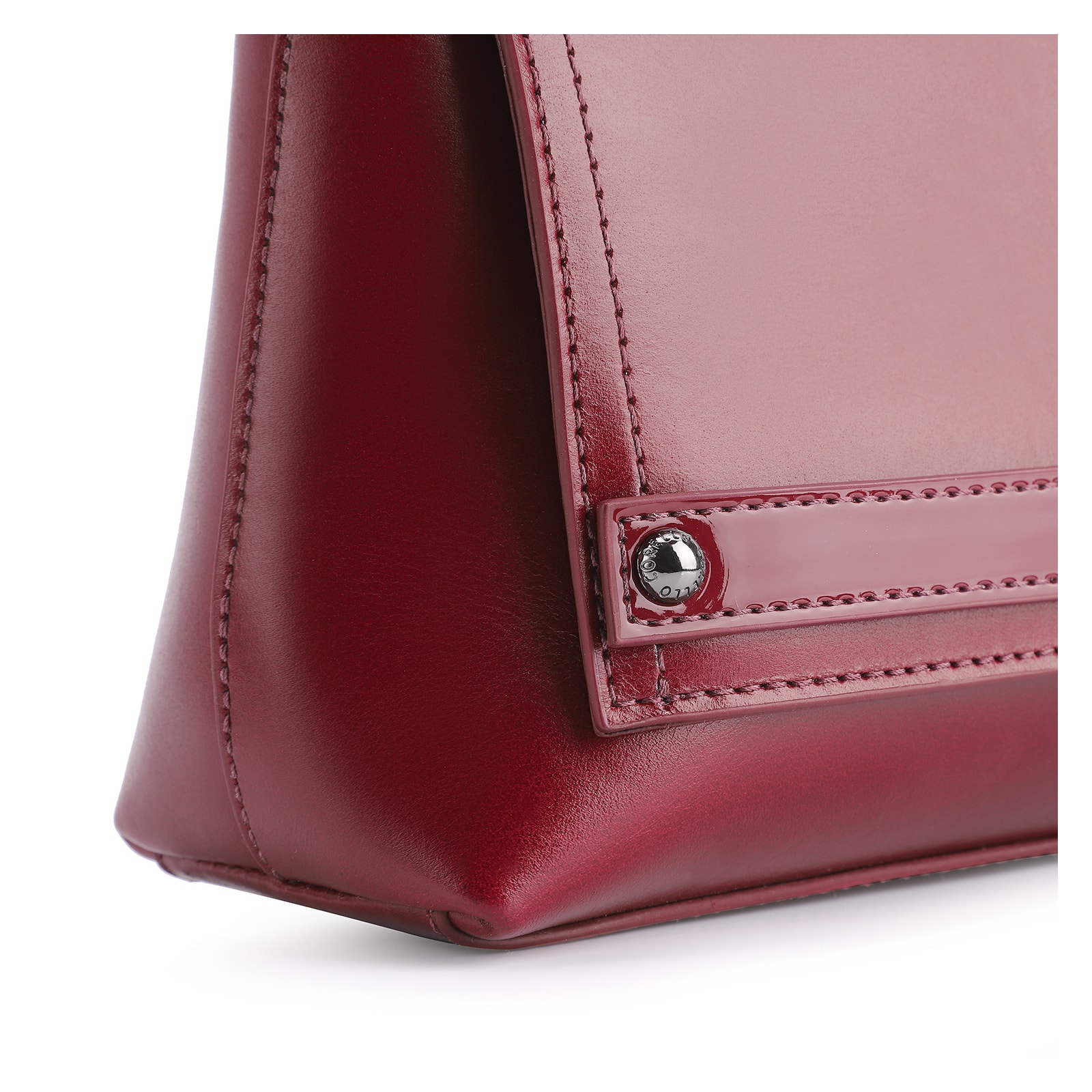 Bolsa De Ombro Couro Vermelho Cereja/Verniz Vermelho Cereja