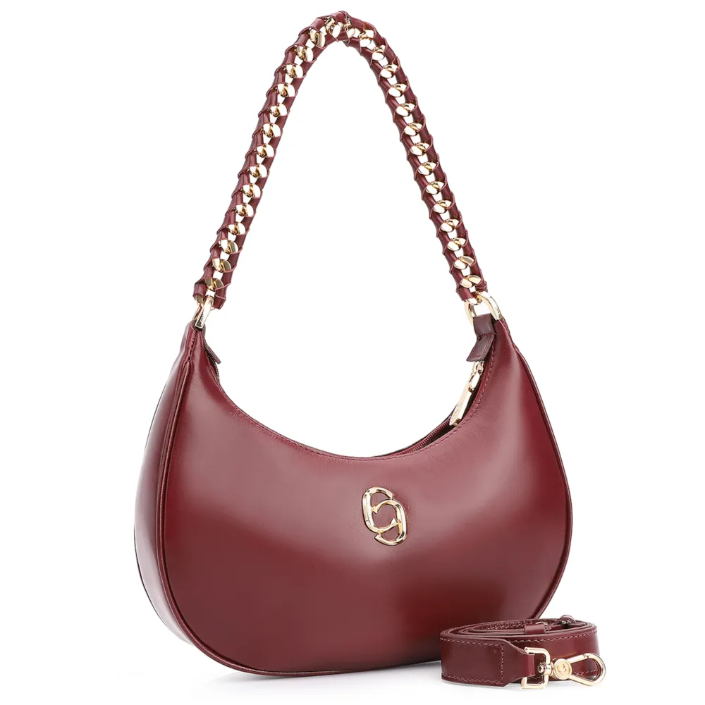 Bolsa De Ombro Couro Vinho - imagem 2