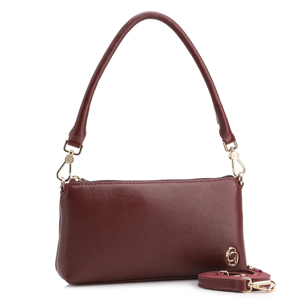 Bolsa De Ombro Couro Vinho - imagem 2