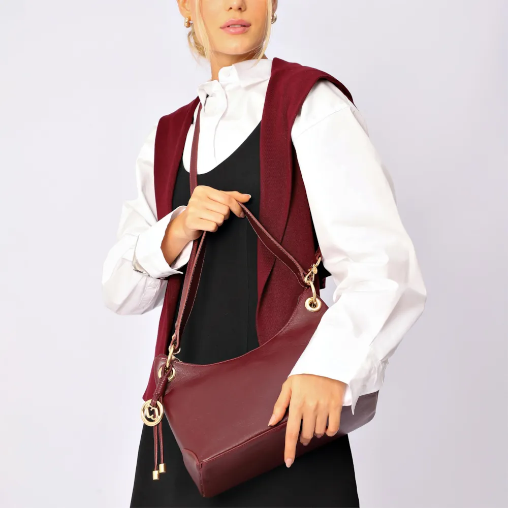 Bolsa De Ombro Couro Vinho - imagem 2