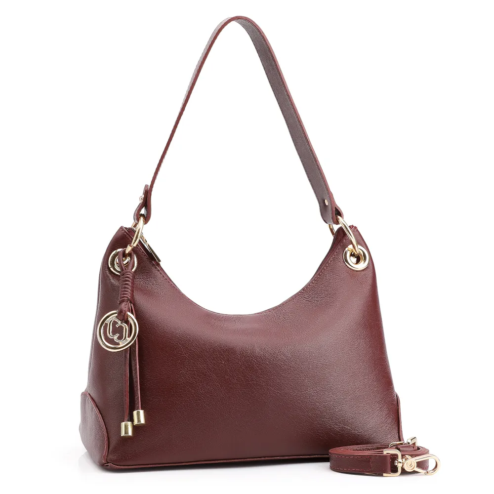 Bolsa De Ombro Couro Vinho - imagem 3