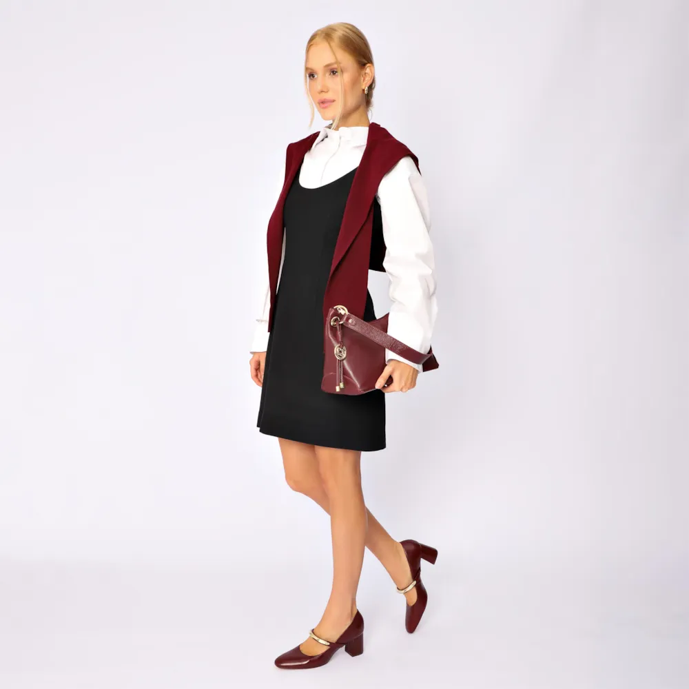 Bolsa De Ombro Couro Vinho - imagem 7