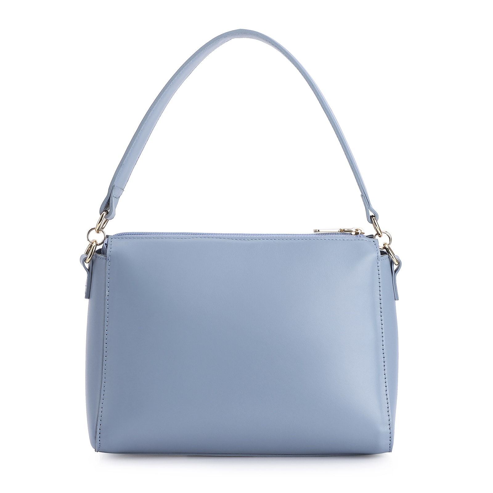 Bolsa De Ombro Crochet Couro Azul Claro