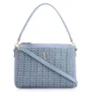 Bolsa De Ombro Crochet Couro Azul Claro - imagem 1