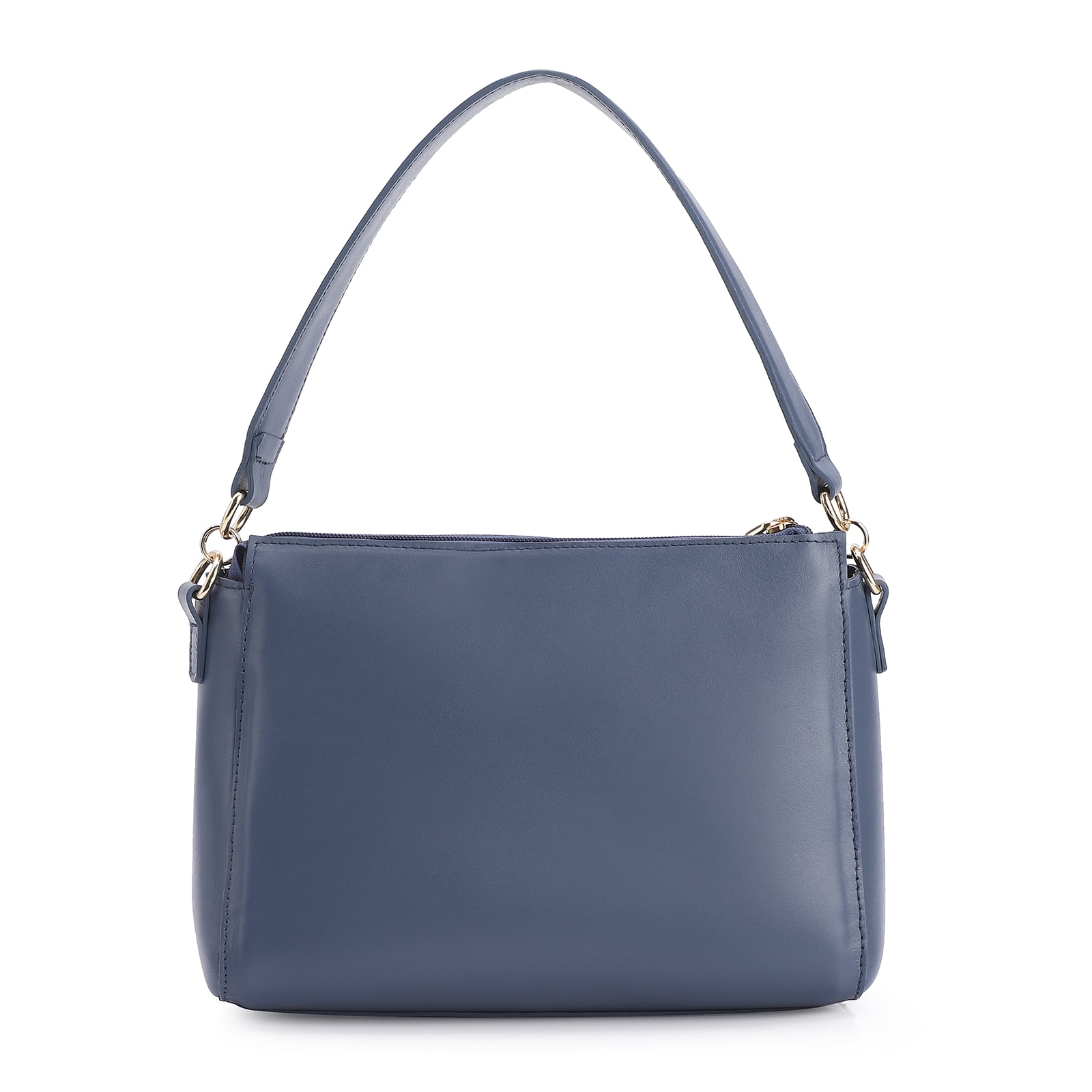 Bolsa De Ombro Crochet Couro Azul Escuro