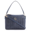 Bolsa De Ombro Crochet Couro Azul Escuro - imagem 1