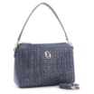 Bolsa De Ombro Crochet Couro Azul Escuro - imagem 2