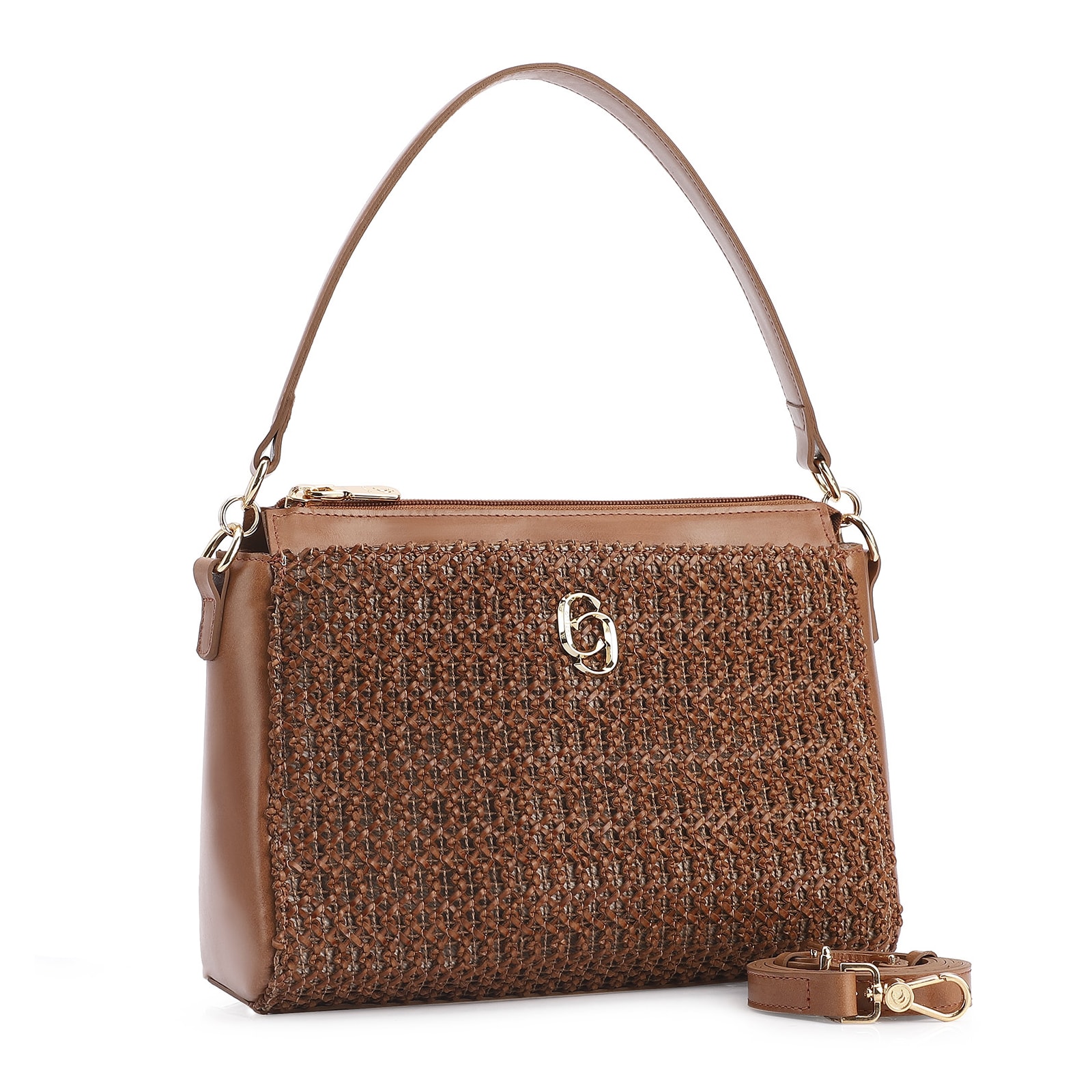 Bolsa De Ombro Crochet Couro Marrom
