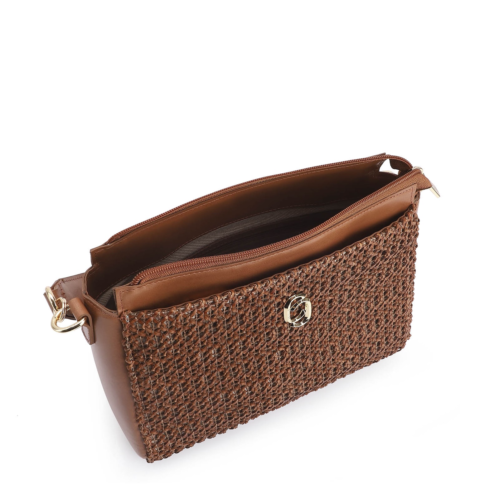 Bolsa De Ombro Crochet Couro Marrom
