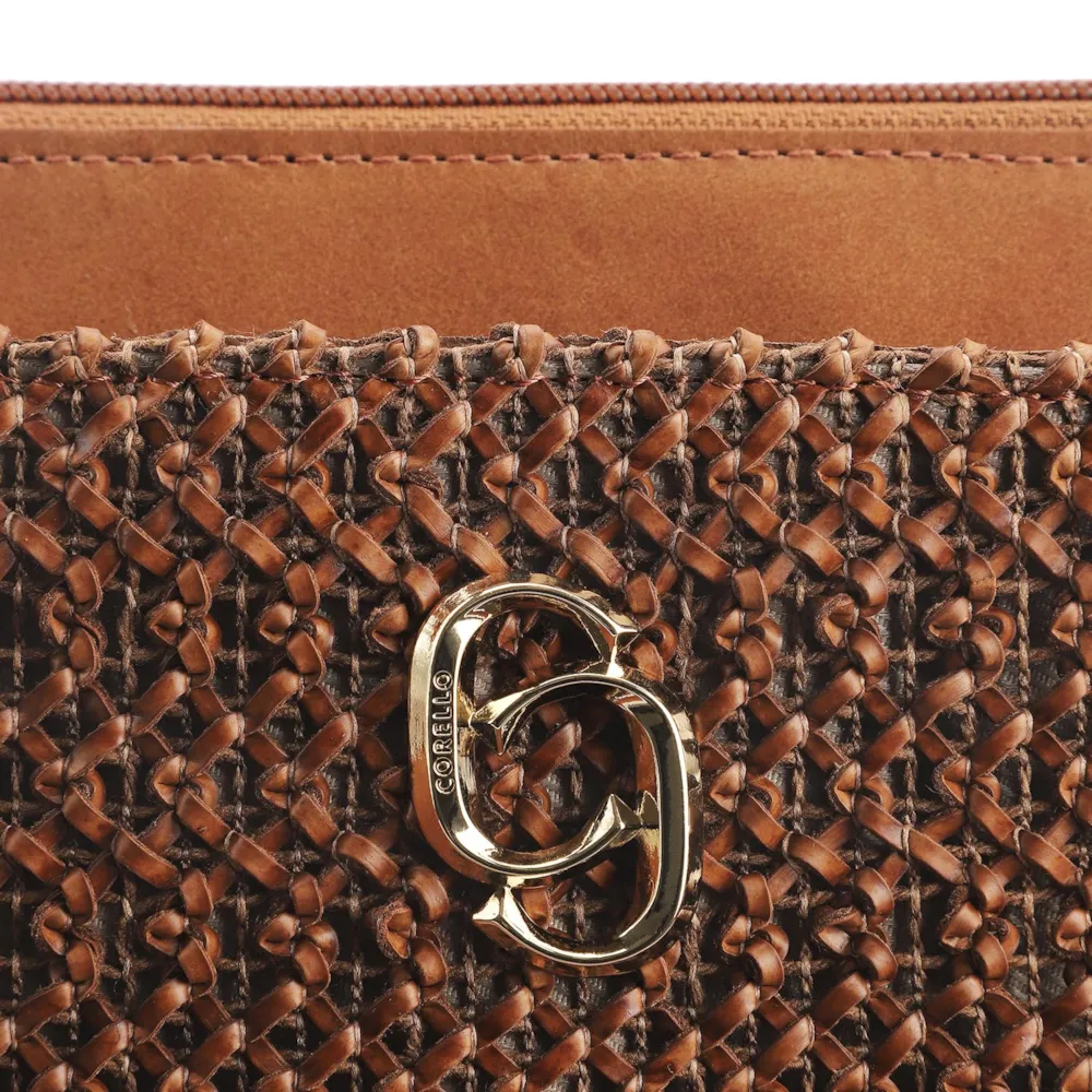Bolsa De Ombro Crochet Couro Marrom - imagem 7