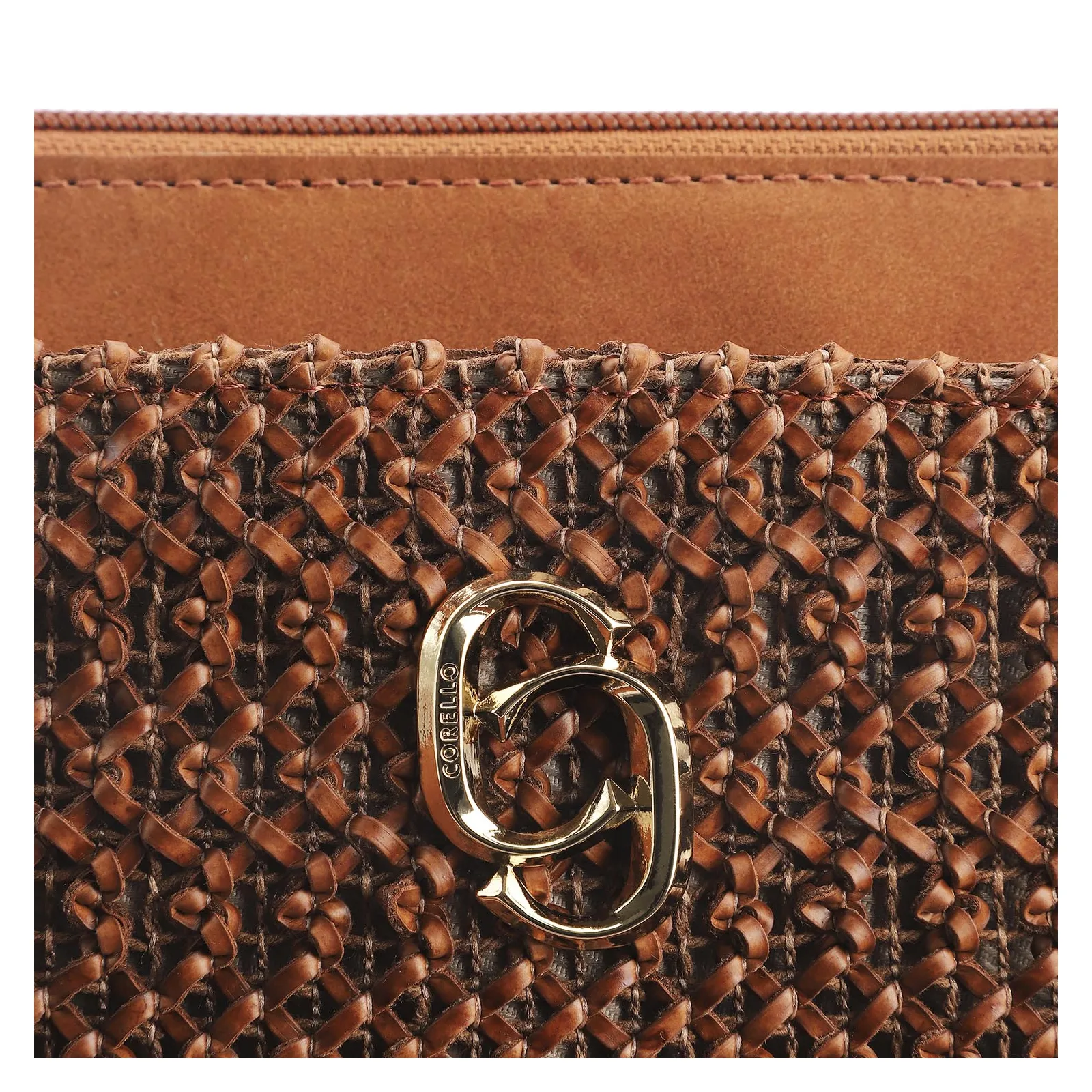 Bolsa De Ombro Crochet Couro Marrom