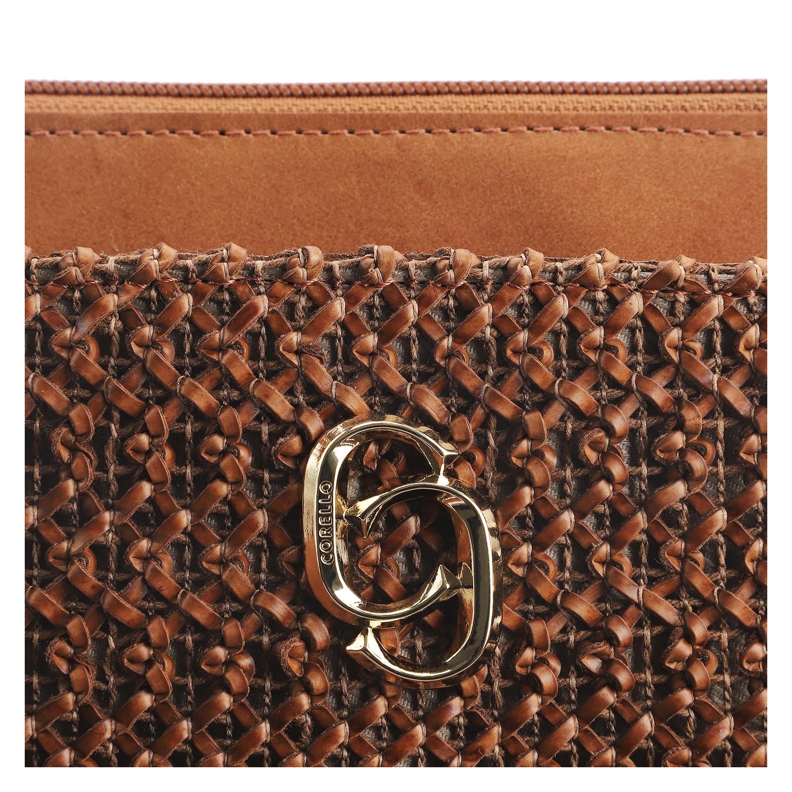 Bolsa De Ombro Crochet Couro Marrom