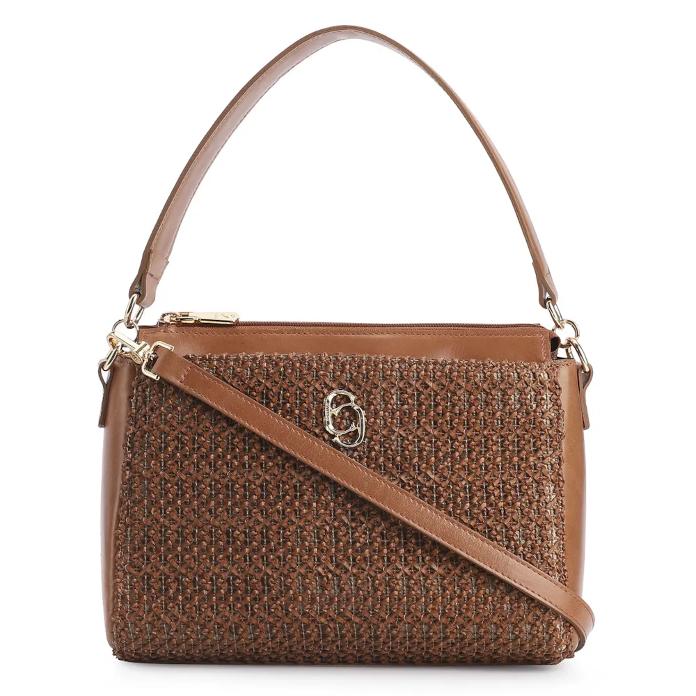 Bolsa De Ombro Crochet Couro Marrom