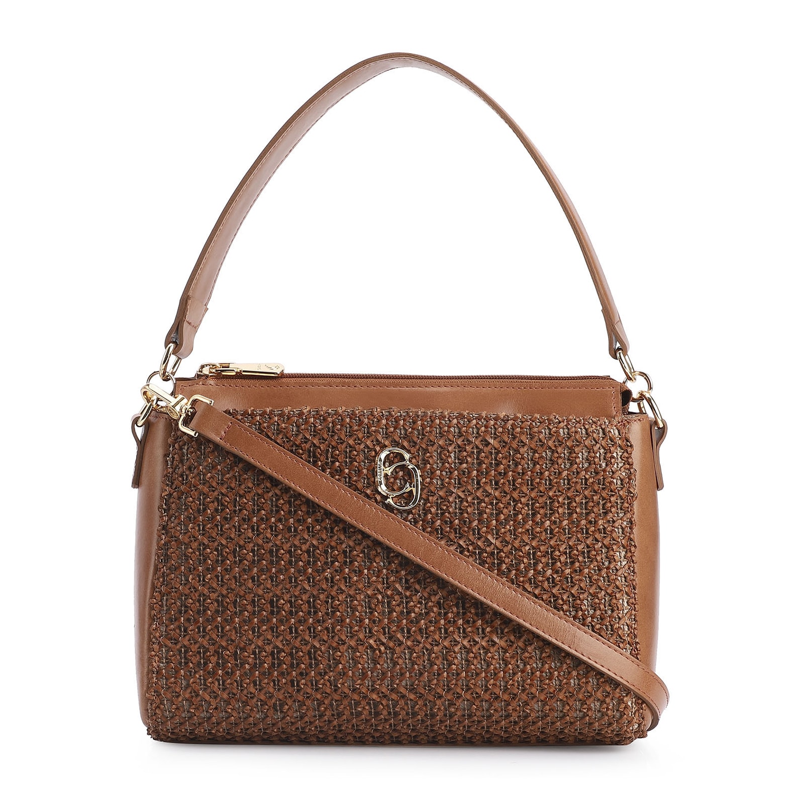 Bolsa De Ombro Crochet Couro Marrom