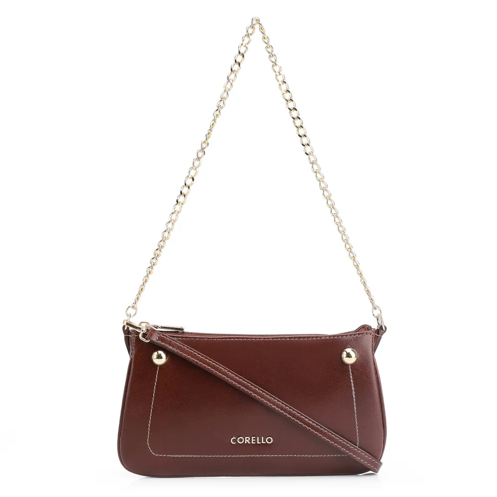 Bolsa De Ombro Esfera Couro Marrom
