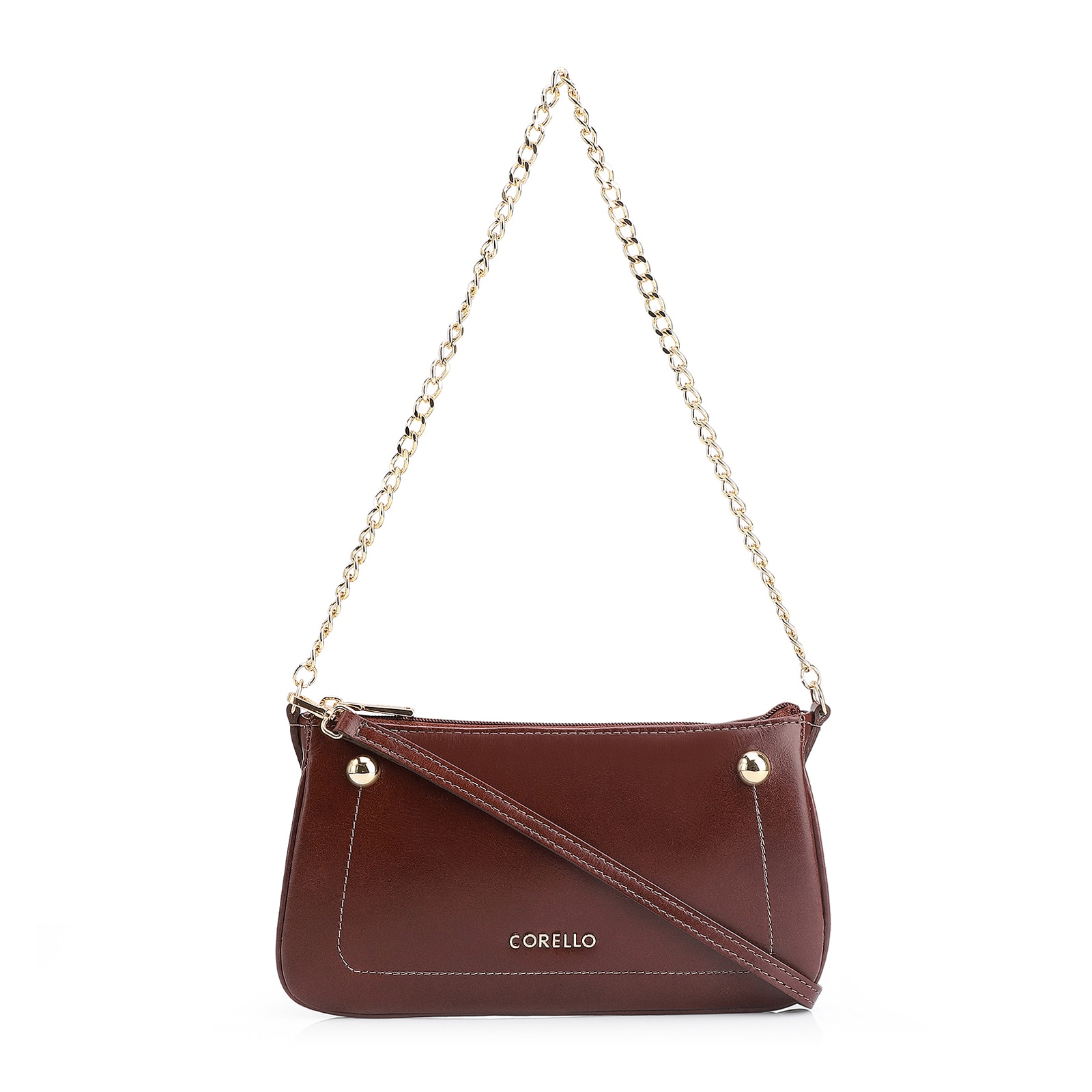 Bolsa De Ombro Esfera Couro Marrom