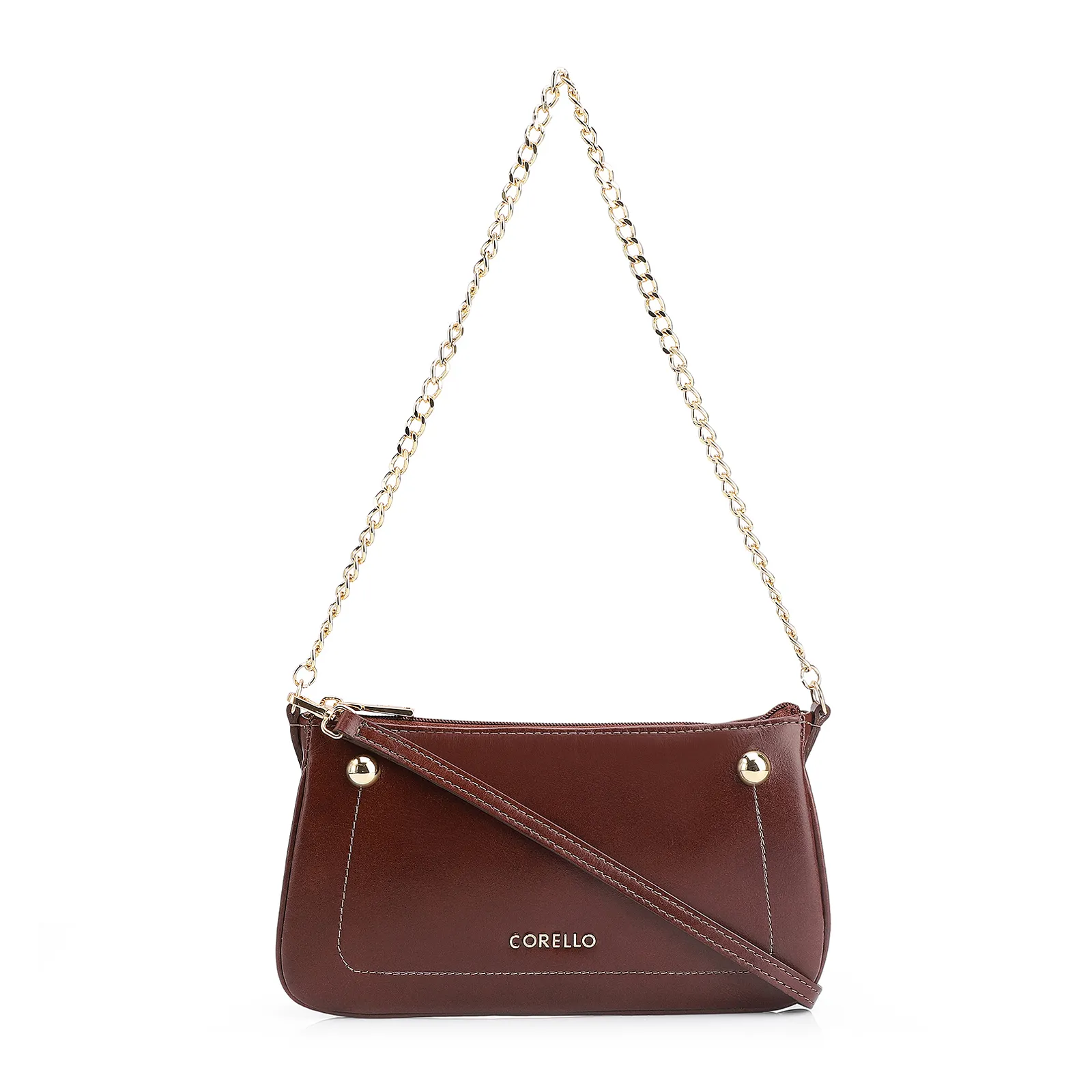 Bolsa De Ombro Esfera Couro Marrom