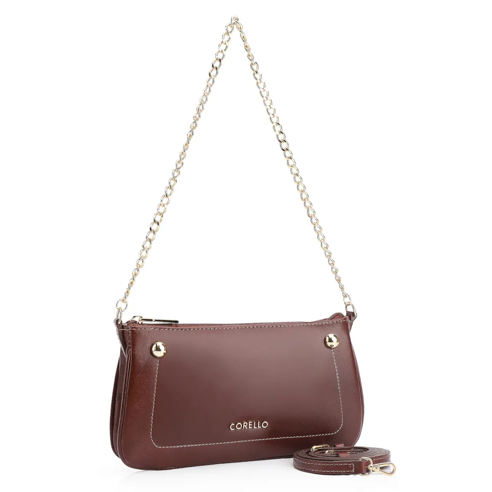 Bolsa De Ombro Esfera Couro Marrom - imagem 3