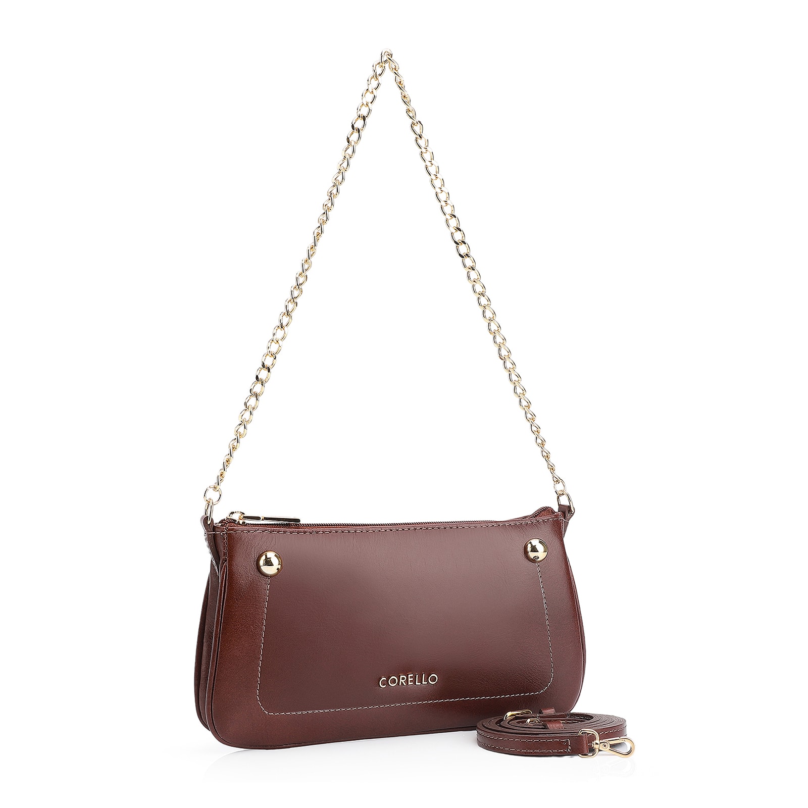 Bolsa De Ombro Esfera Couro Marrom