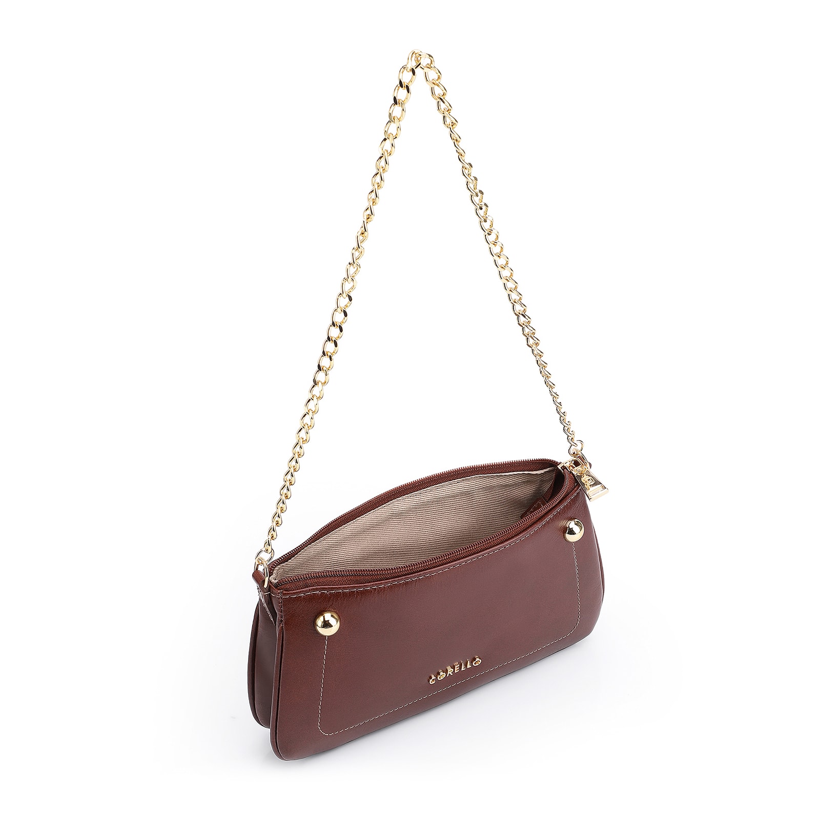 Bolsa De Ombro Esfera Couro Marrom