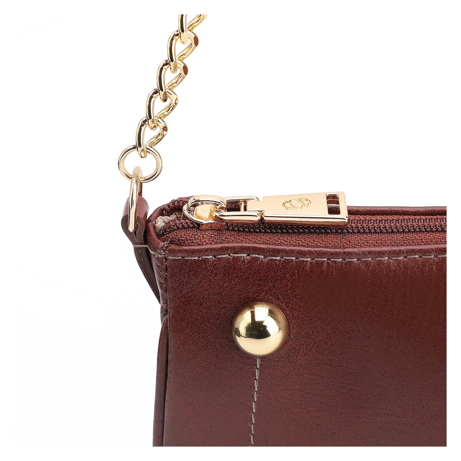 Bolsa De Ombro Esfera Couro Marrom