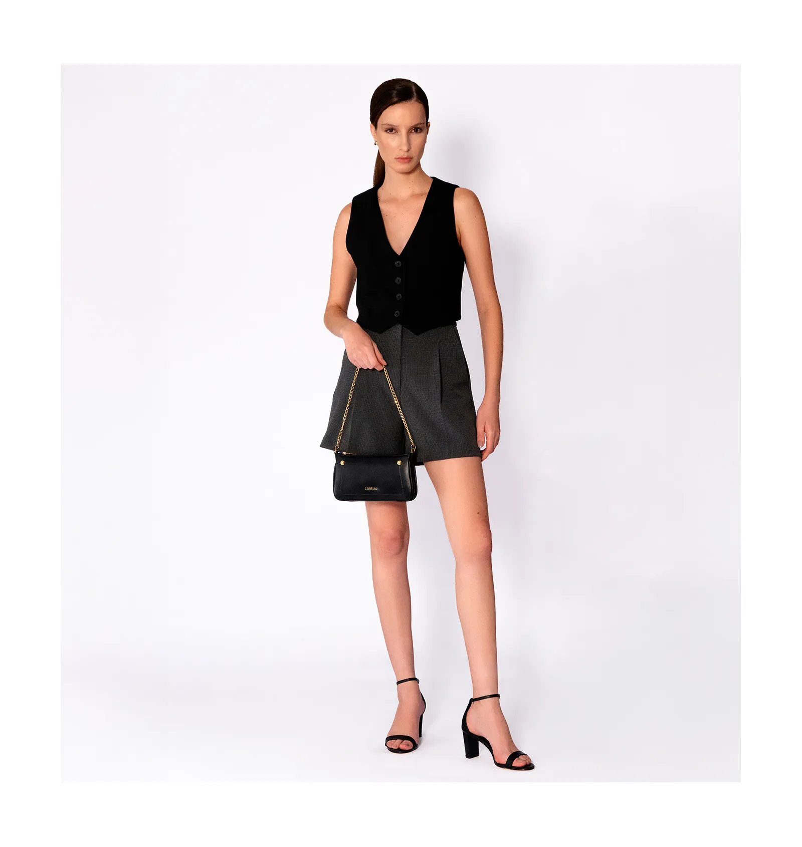 Bolsa De Ombro Esfera Couro Preto