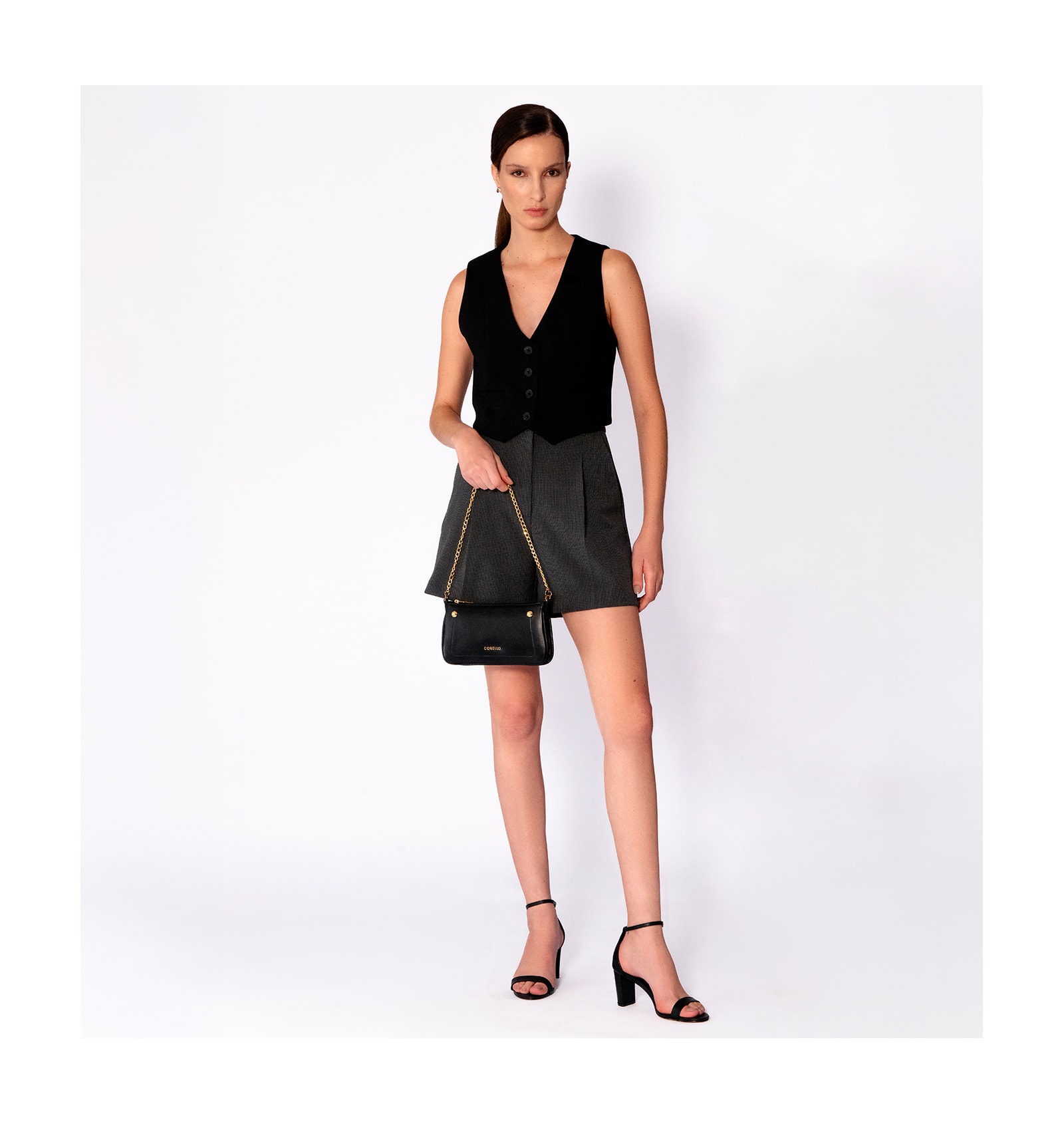 Bolsa De Ombro Esfera Couro Preto