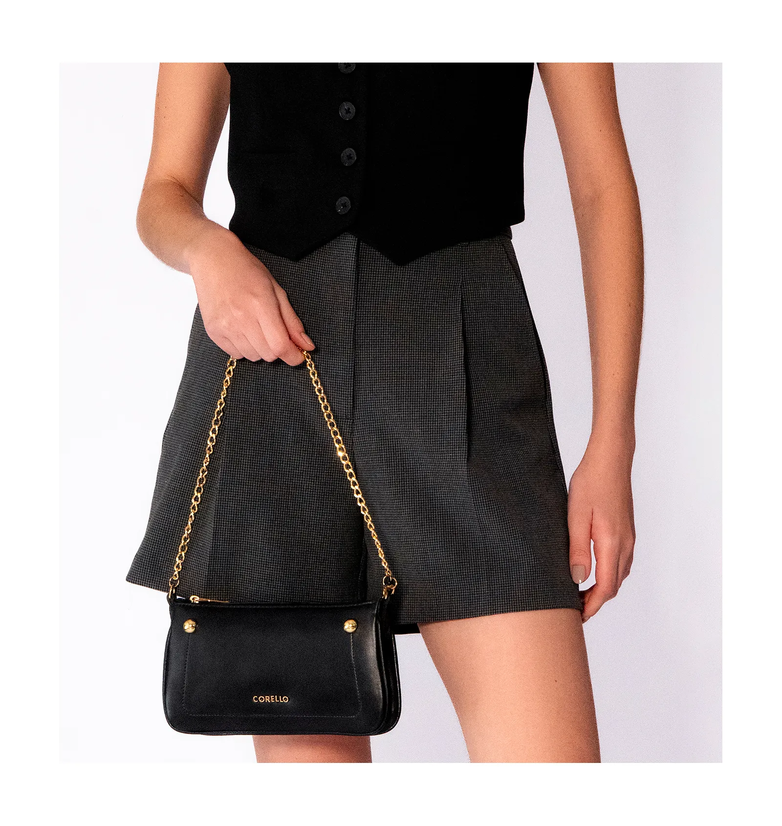 Bolsa De Ombro Esfera Couro Preto