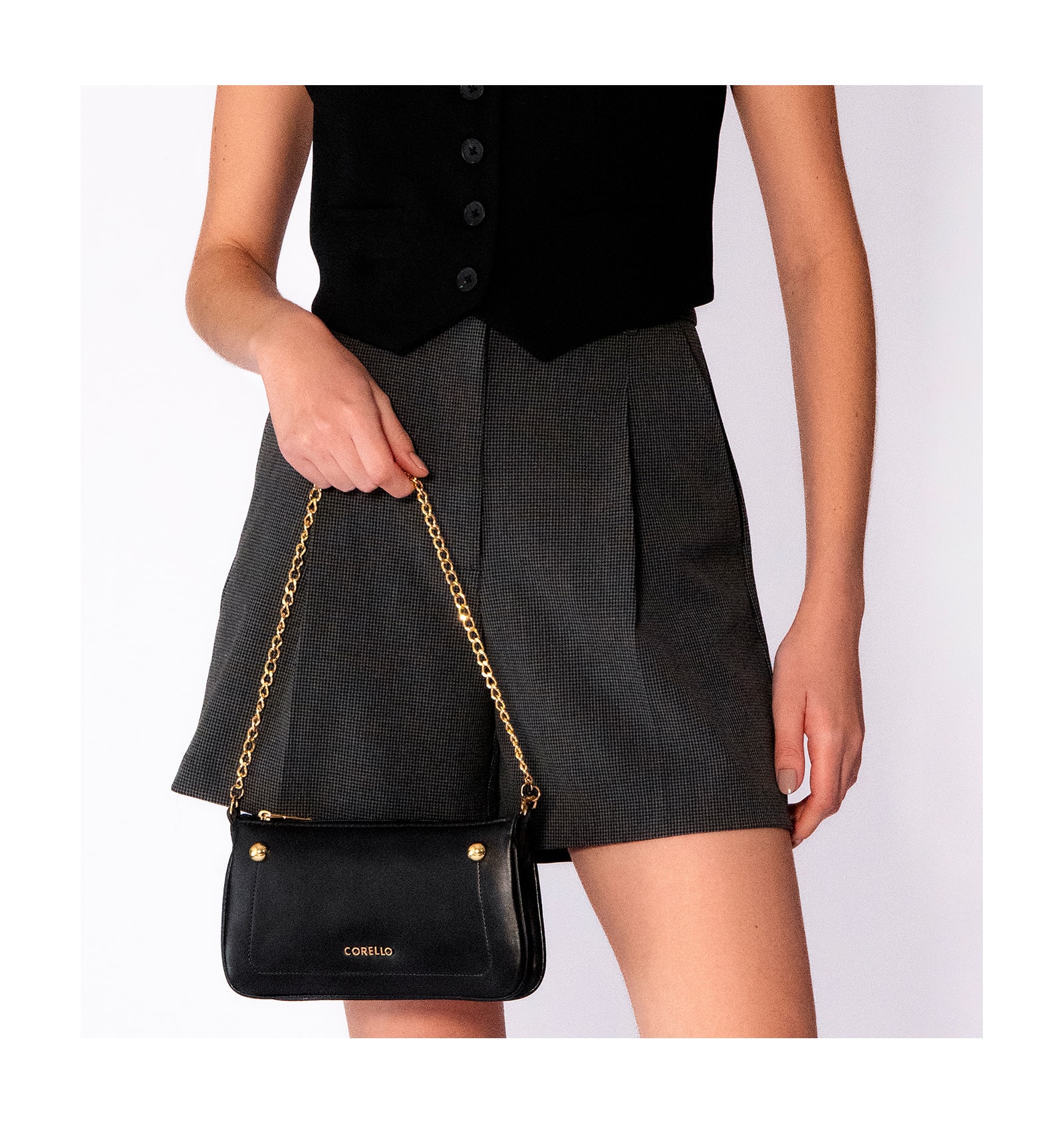 Bolsa De Ombro Esfera Couro Preto