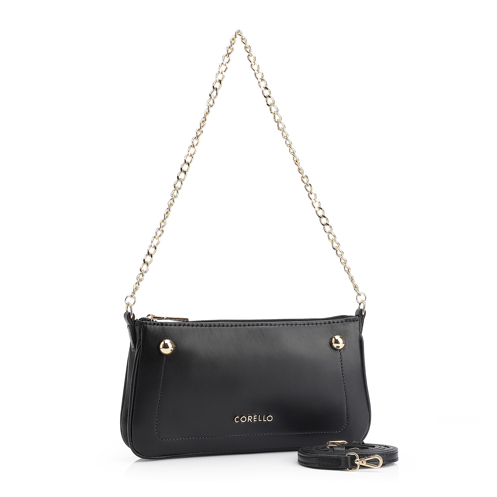 Bolsa De Ombro Esfera Couro Preto