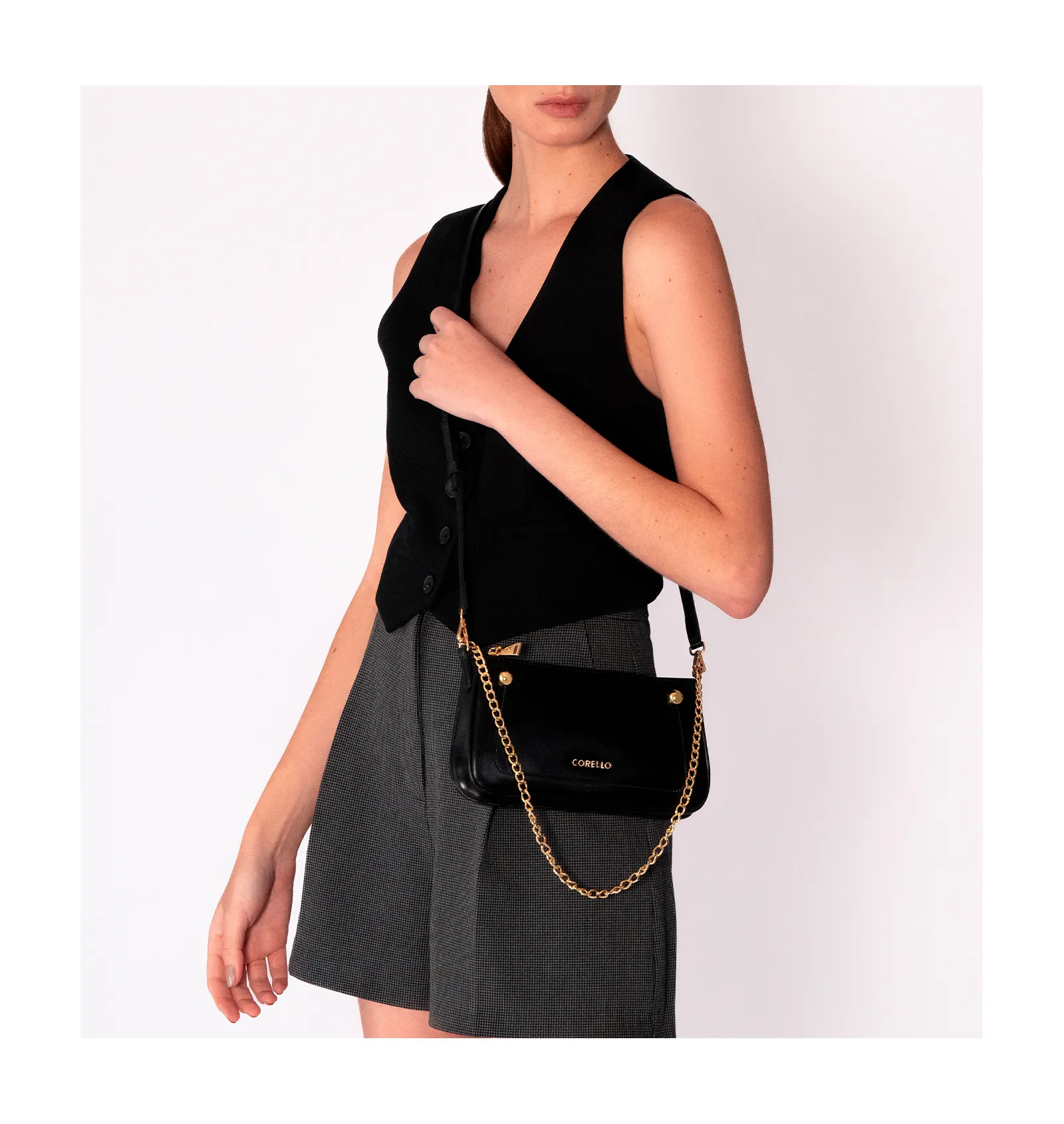 Bolsa De Ombro Esfera Couro Preto