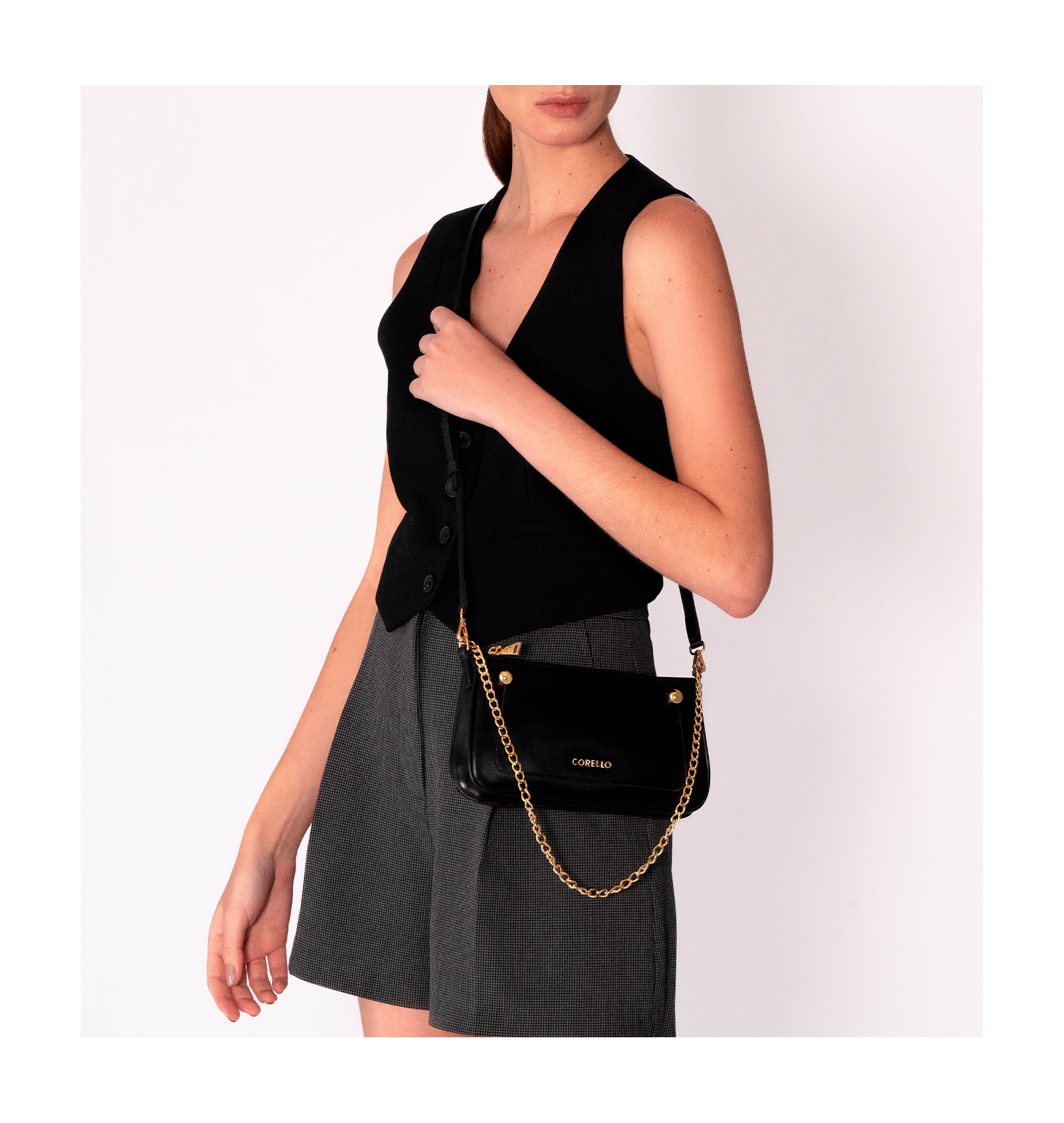 Bolsa De Ombro Esfera Couro Preto