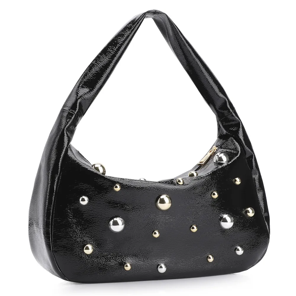 Bolsa De Ombro Esferas Verniz Preto - imagem 3