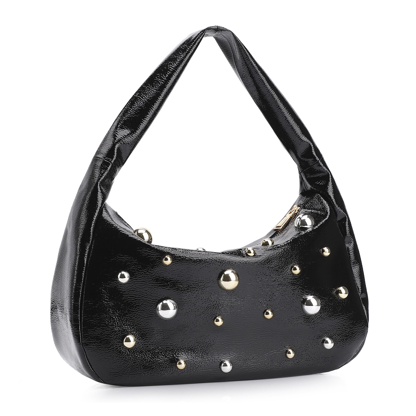 Bolsa De Ombro Esferas Verniz Preto