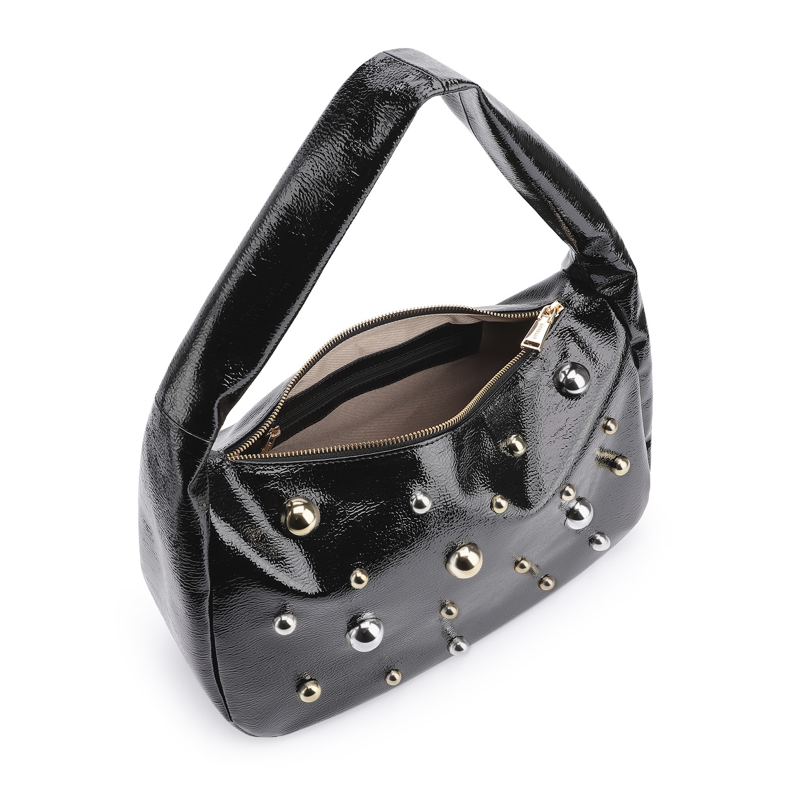 Bolsa De Ombro Esferas Verniz Preto