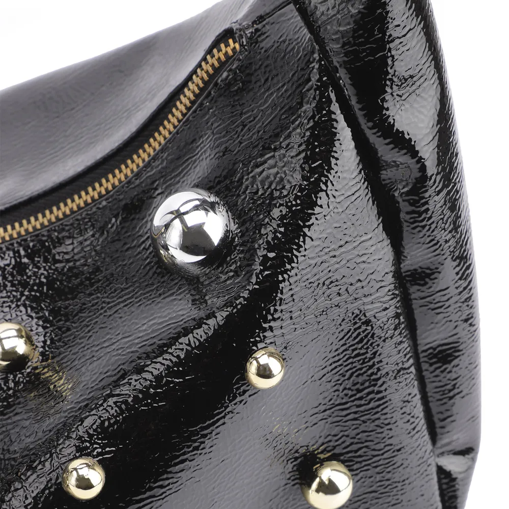 Bolsa De Ombro Esferas Verniz Preto - imagem 7
