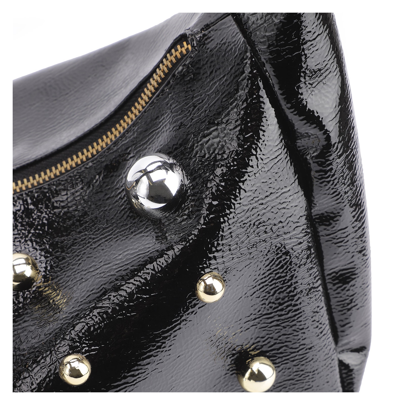 Bolsa De Ombro Esferas Verniz Preto