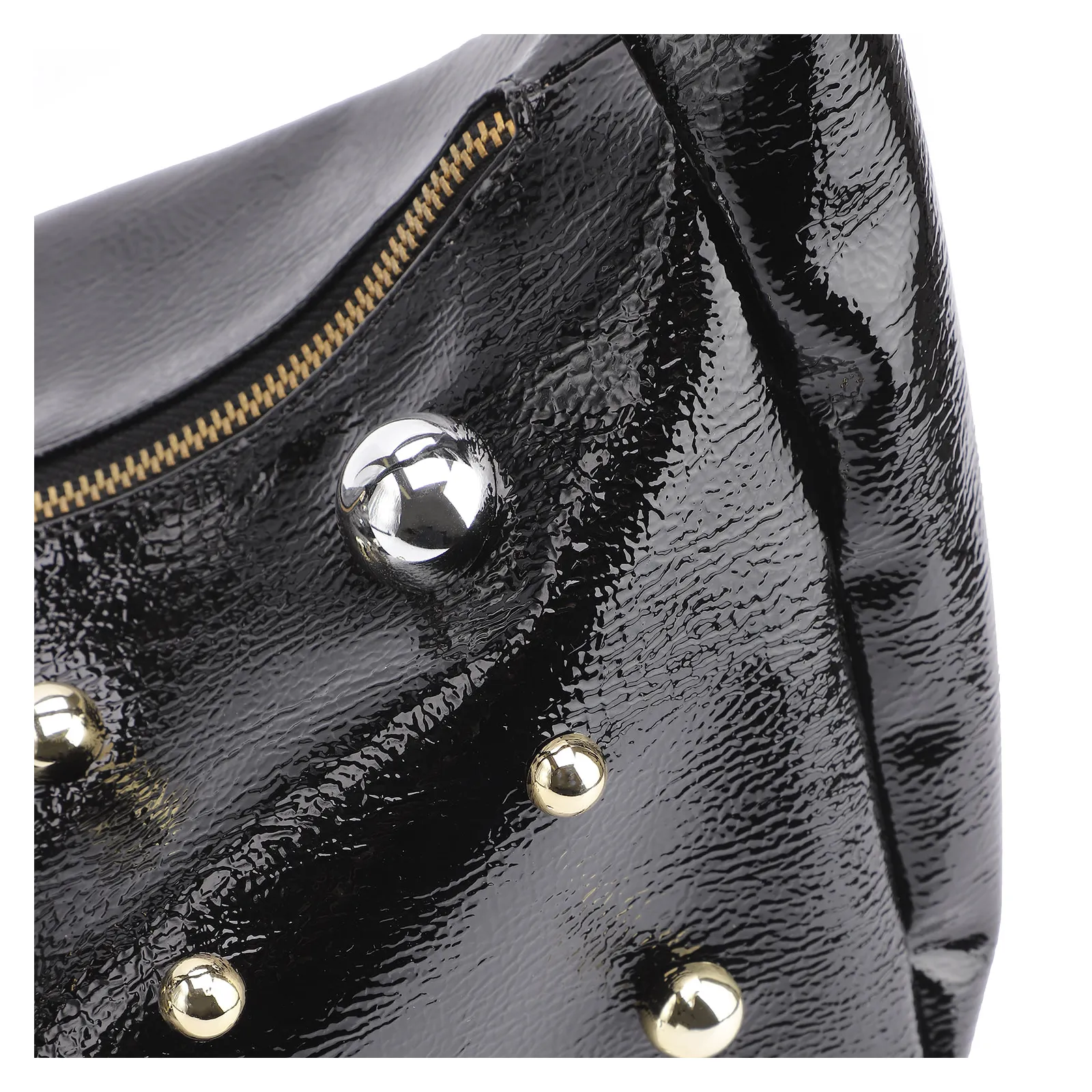 Bolsa De Ombro Esferas Verniz Preto