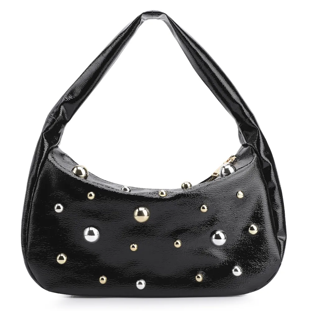 Bolsa De Ombro Esferas Verniz Preto